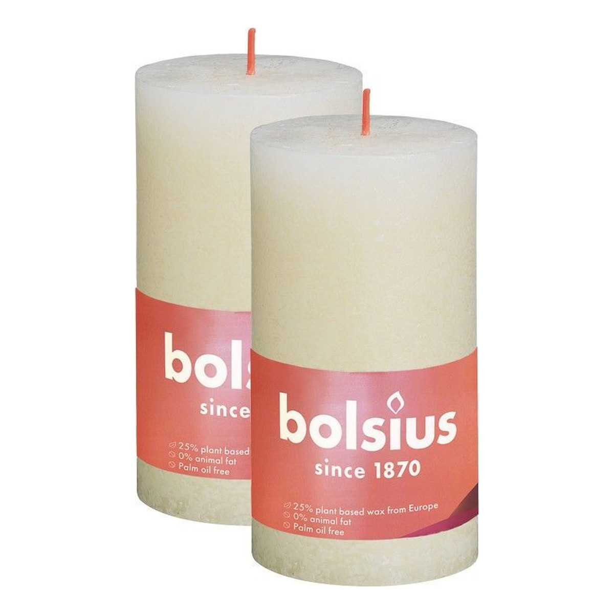 Bolsius Świeca rustykalna Shine 60H 13CM 2szt. 130/68 Delikatny Perłowy