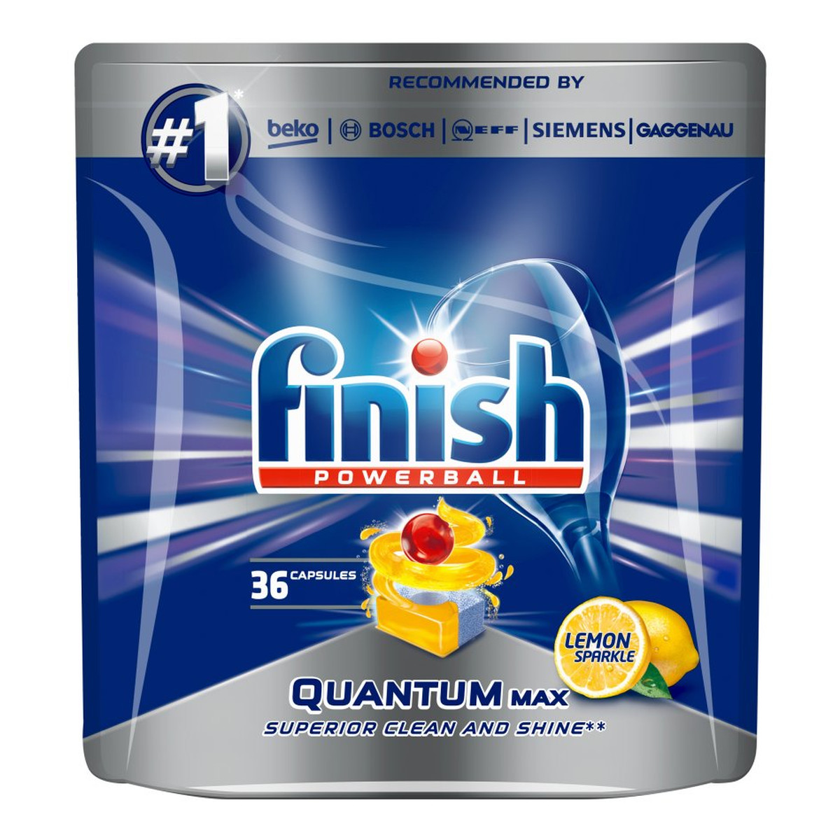 Finish Powerball Quantum Max tabletki do mycia naczyń w zmywarkach Lemon Sparkle 36szt