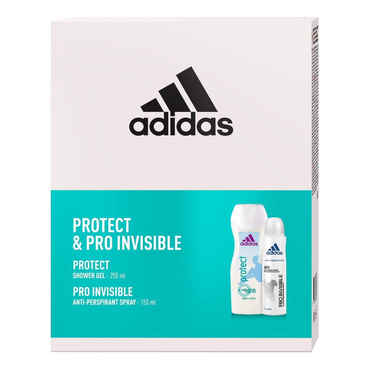 Adidas Women Protect & Pro Invisible Zestaw - Deo 150ml + Żel Pod Prysznic 3w1 250ml