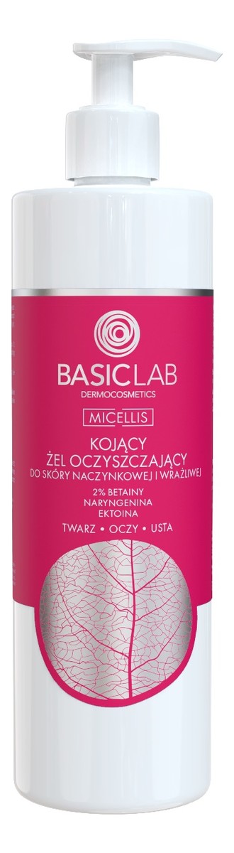 kojący Żel oczyszczający do skóry naczynkowej i wrażliwej 2% betainy naryngenica & ektoina