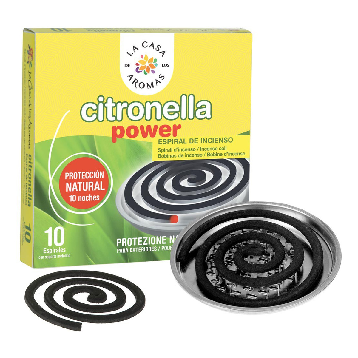 La Casa De Los Aromas Citronella Power Spirala z podstawką metalową o zapachu Trawy Cytrynowej