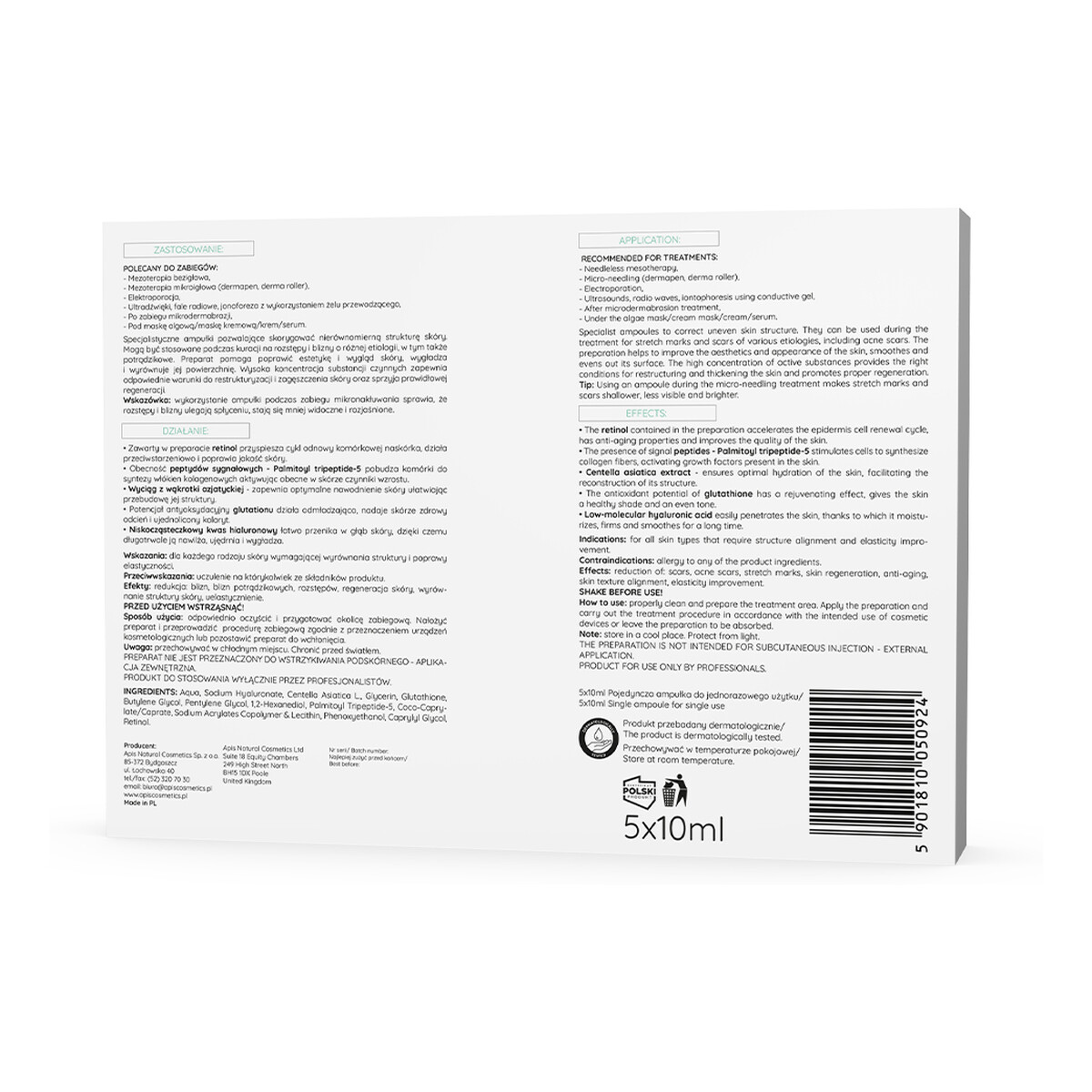 Apis Expert Med Care Regenerujące ampułki niwelujące blizny potrądzikowe 5x10ml 10ml