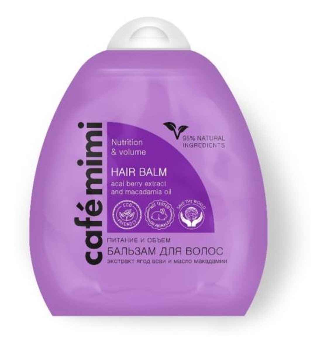 balsam do włosów - odżywienie i objętość - masło Shea, olej avocado, jagody acai, olej macadamia, wit. B5, B3, C, E - 95% składników naturalnych