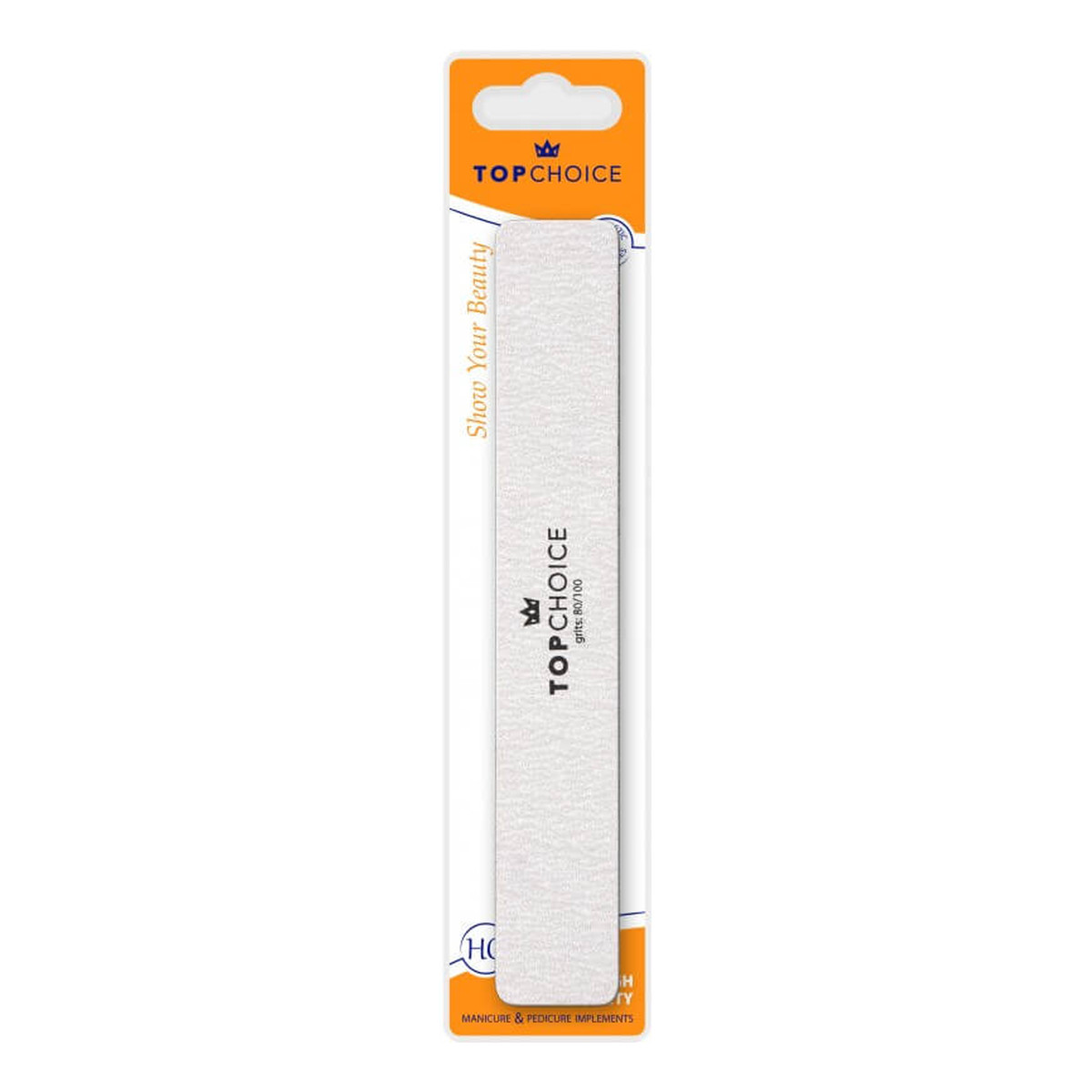 Top Choice Pilnik do paznokci 2-funkcyjny 80/100 prostokątny 18cm