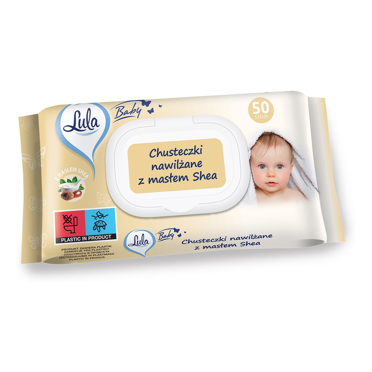 Lula Baby Chusteczki nawilżane dla niemowląt i dzieci-z masłem shea 1op.-50szt
