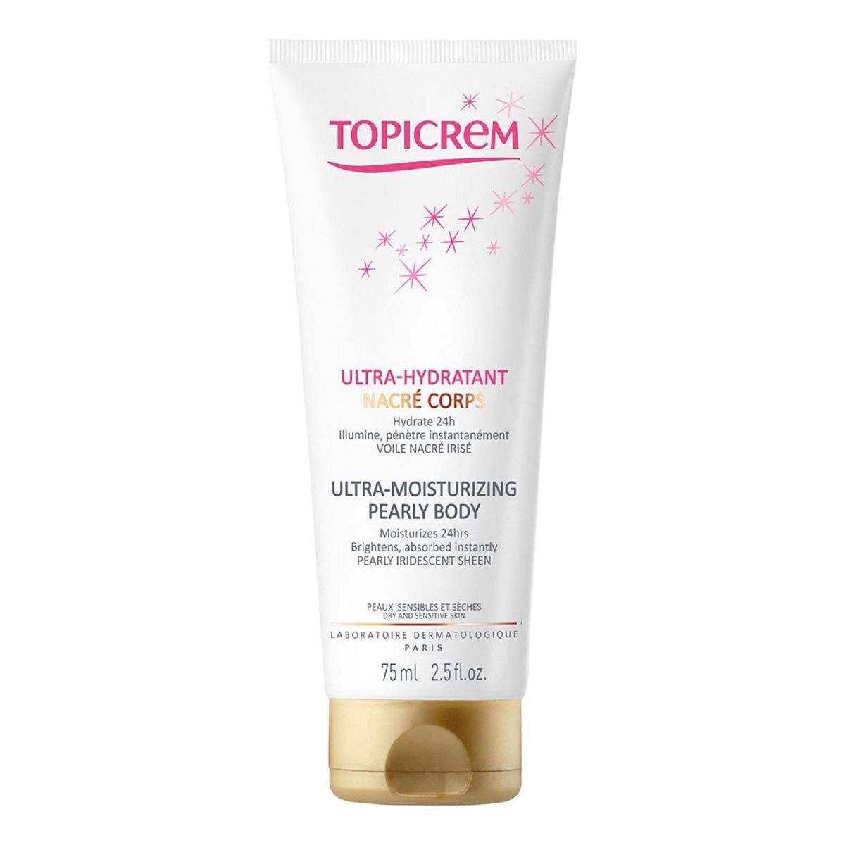 Topicrem Ultra-Moisturizing Pearly Body ultranawilżające Mleczko do ciała z perłowym wykończeniem 75ml