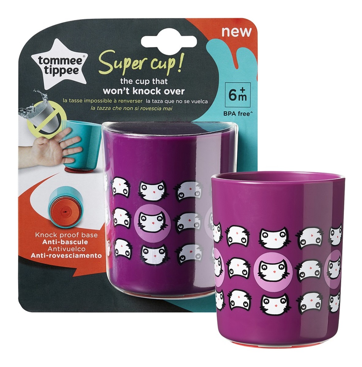 Super cup kubek z przyczepną podstawą 6m+ fioletowy