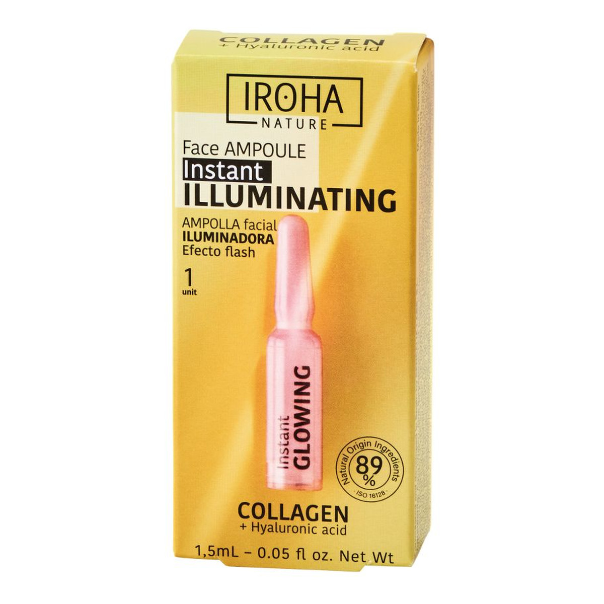 Iroha Nature Instant Flash Illuminating Face Ampoule rozświetlająca ampułka do twarzy z kolagenem i kwasem hialuronowym