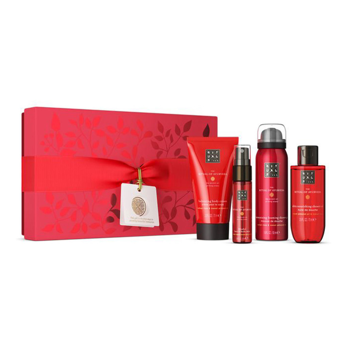 Rituals The Ritual of Ayurveda mgiełka do ciała i włosów 20ml + olejek pod prysznic 75ml + krem do ciała 70ml + pieniący żel pod prysznic 50ml