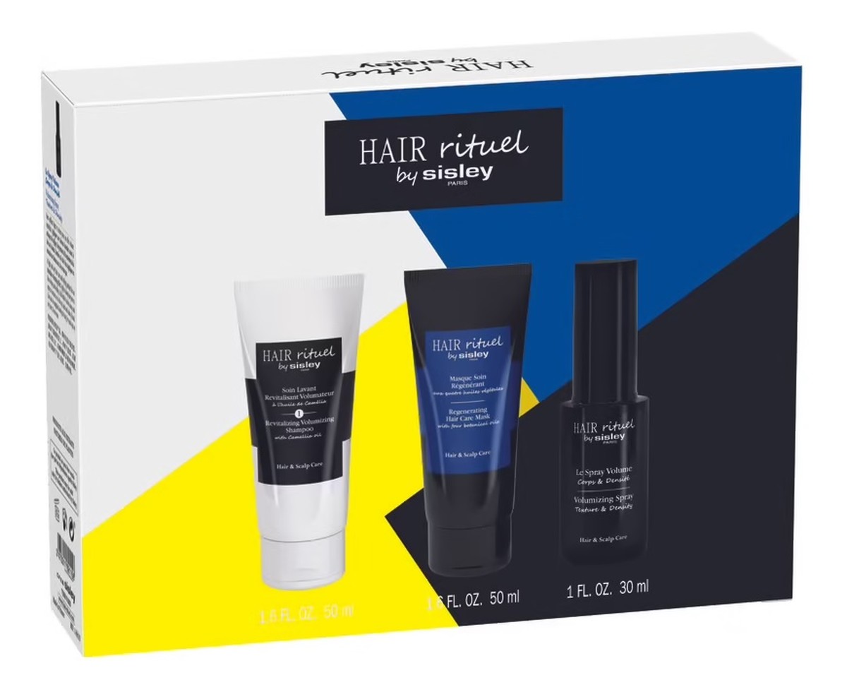 Zestaw rewitalizujący szampon do włosów 50ml + regenerująca maska do włosów 50ml + spray do włosów nadający objętości 30ml