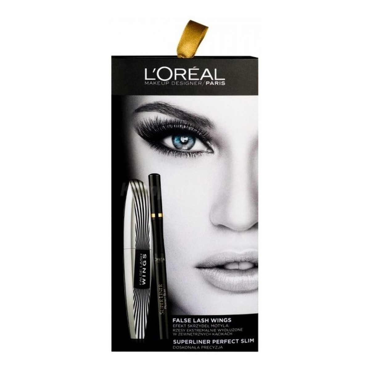 L`oreal Paris Zestaw False Lash Wings tusz do rzęs Black 7ml + Super Liner Perfect Slim eyeliner Black 7g