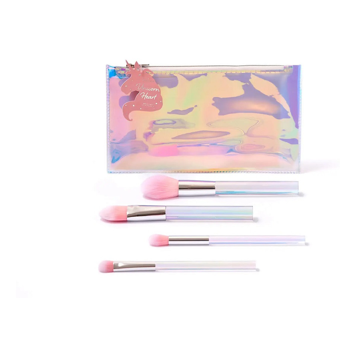 Makeup Revolution I Heart Revolution Unicorn Heart Glow Brush Set Zestaw pędzli do makijażu 4szt.