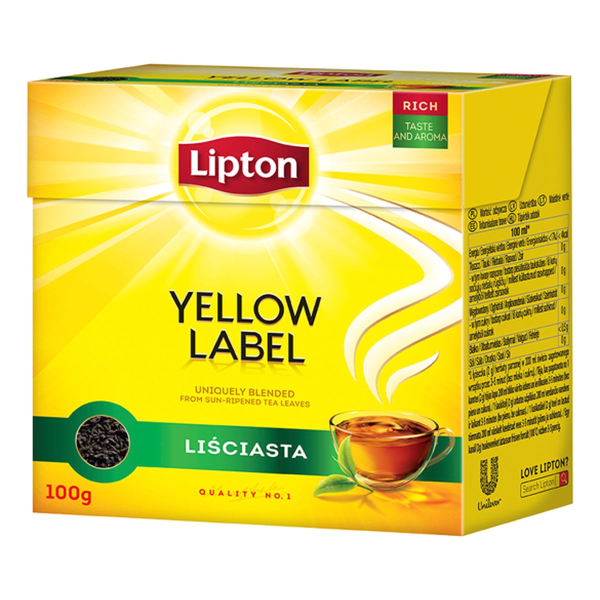 Lipton Yellow Label Herbata czarna liściasta 100g