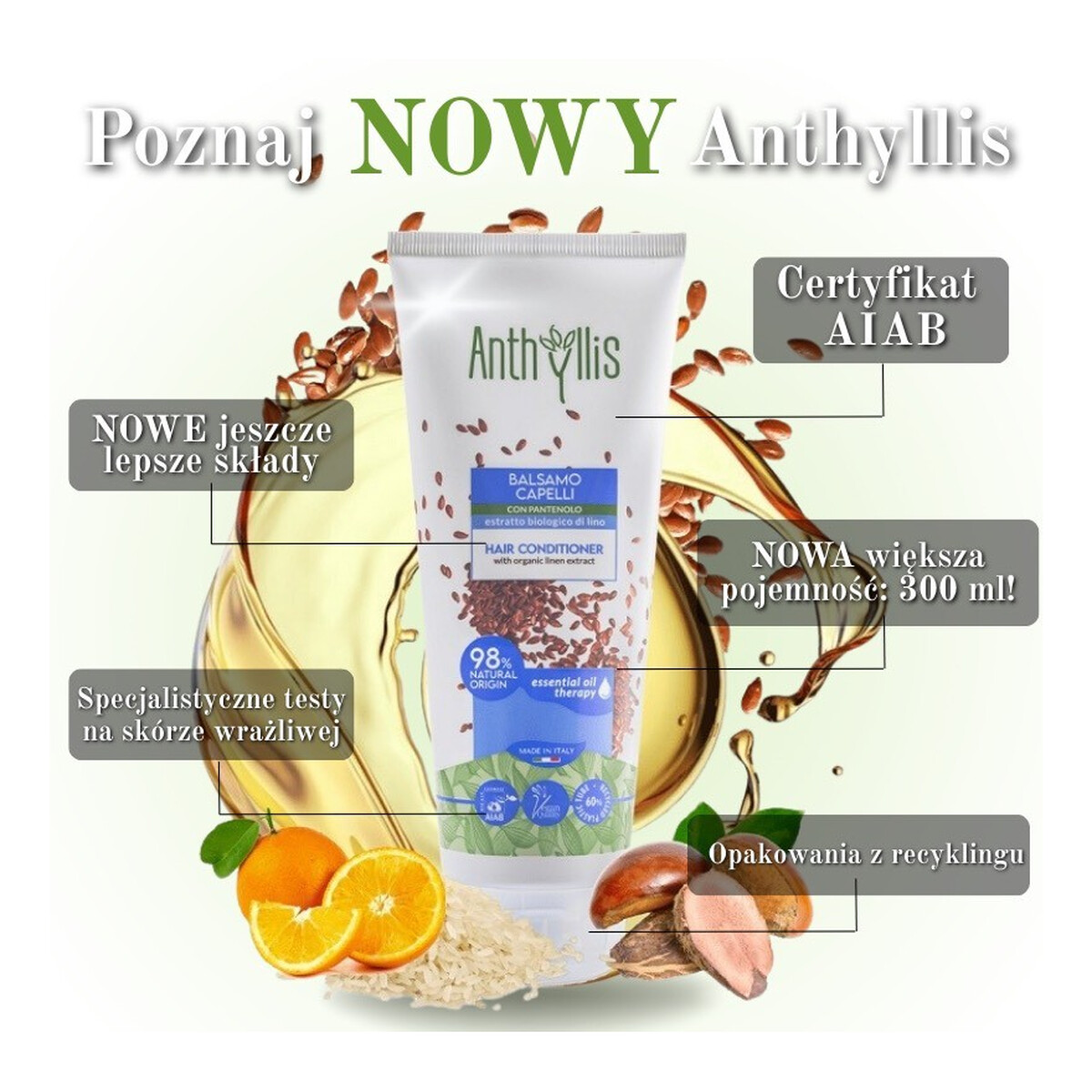 Anthyllis Bio Bio Odżywka do włosów z pantenolem i ekstraktem z lnu 200ml