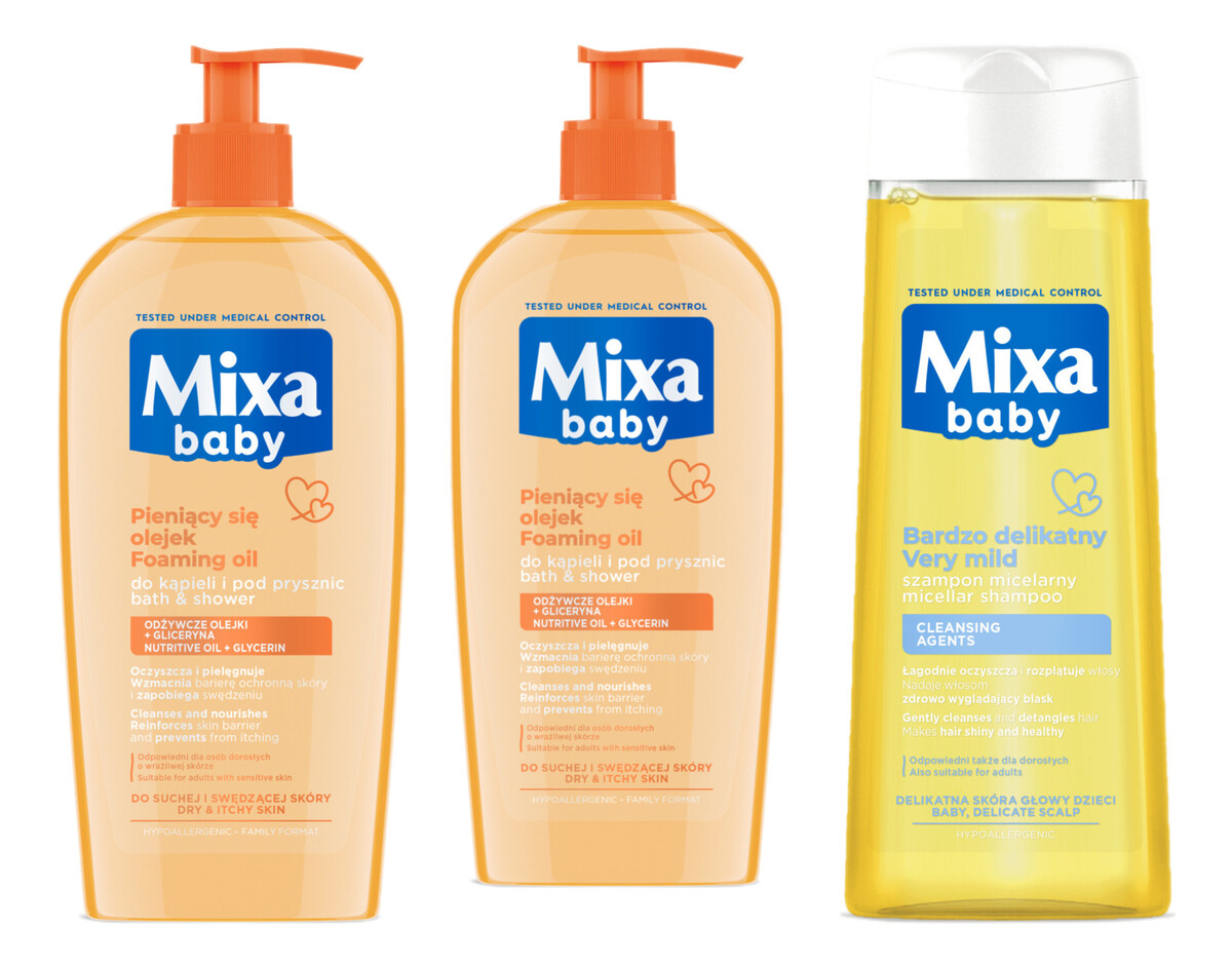 Delikatny Płyn Do Kąpieli i Mycia z Olejkiem 2x400ml + Bardzo delikatny szampon 300ml