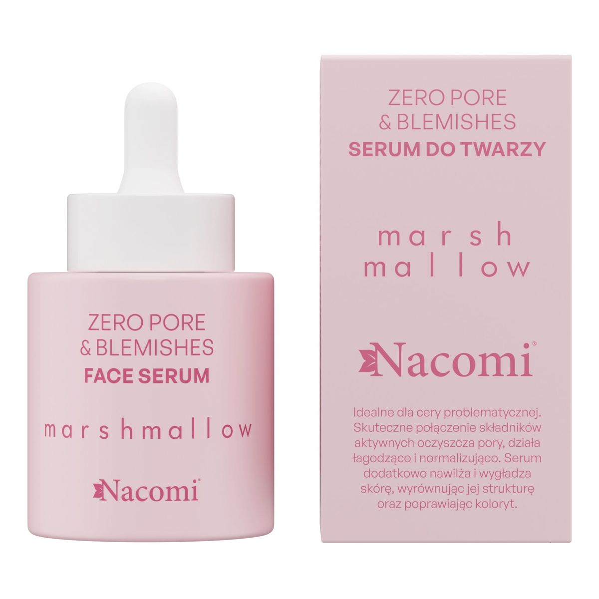 Nacomi Zero pore & blemishes Marshmallow Krem do twarzy + Serum + Pianka do oczyszczania