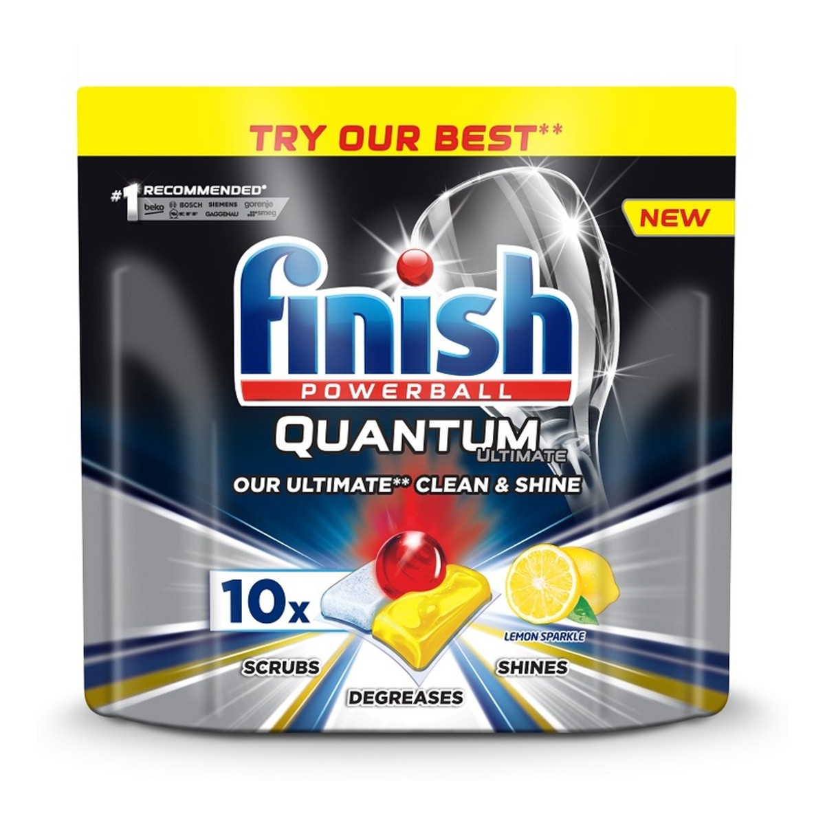 Finish Powerball Quantum Ultimate kapsułki tabletki do zmywarki 10szt Lemon