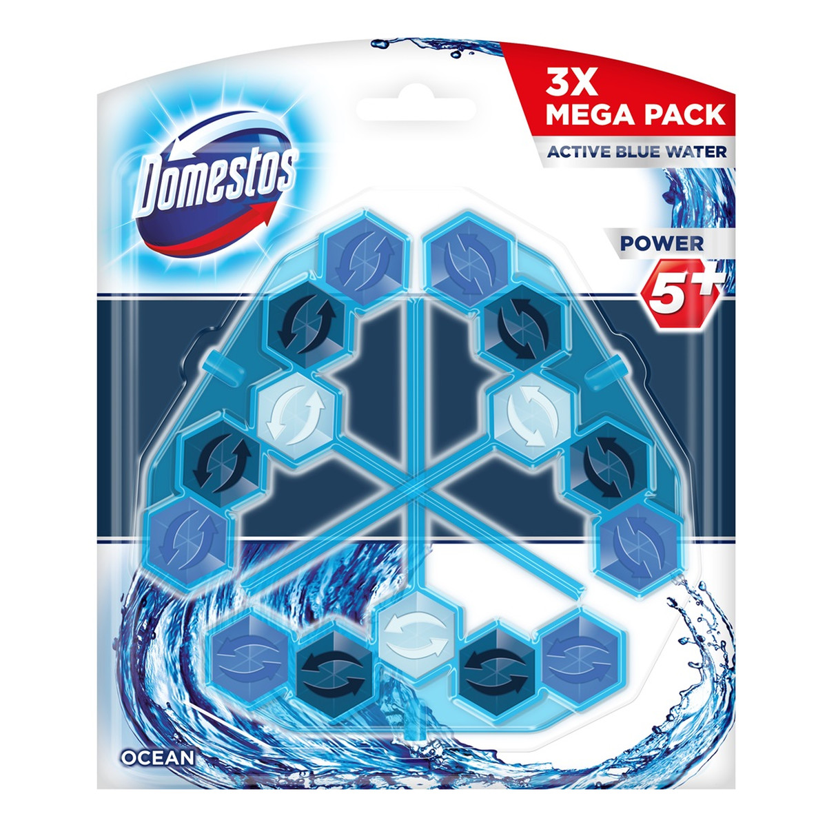 Domestos Power 5+ kostka toaletowa Active Blue Water 3x53g 159g