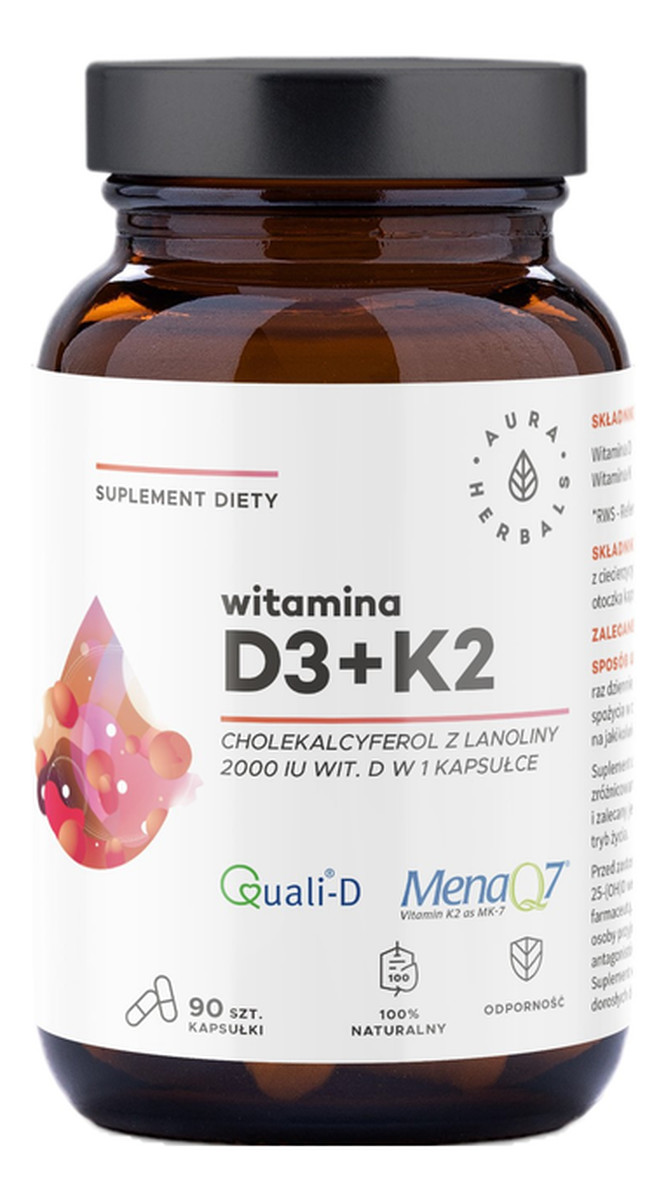 Witamina D3 2000 IU + K2 suplement diety