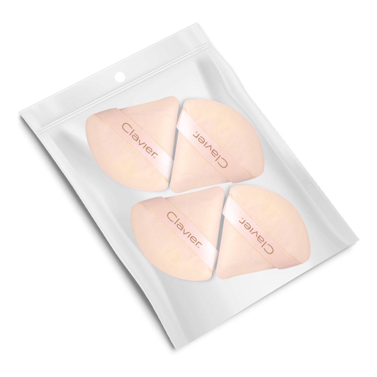 Clavier Trójkątny puszek do pudru Beżowy 4szt