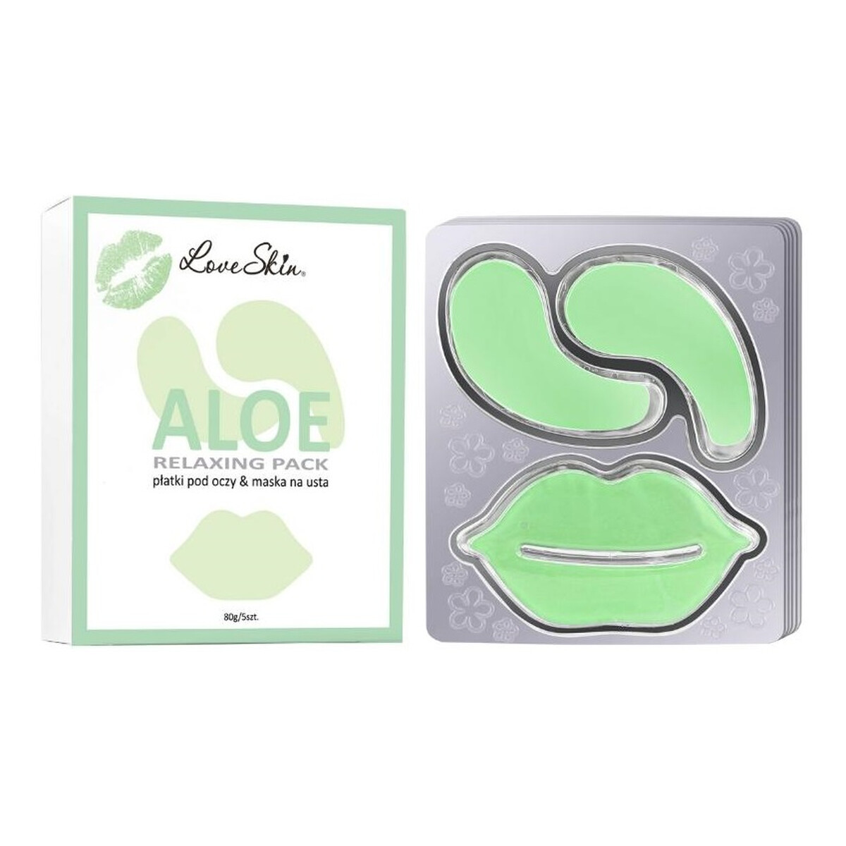 Love Skin Relaxing pack maseczka na usta + płatki pod oczy aloe 5szt.