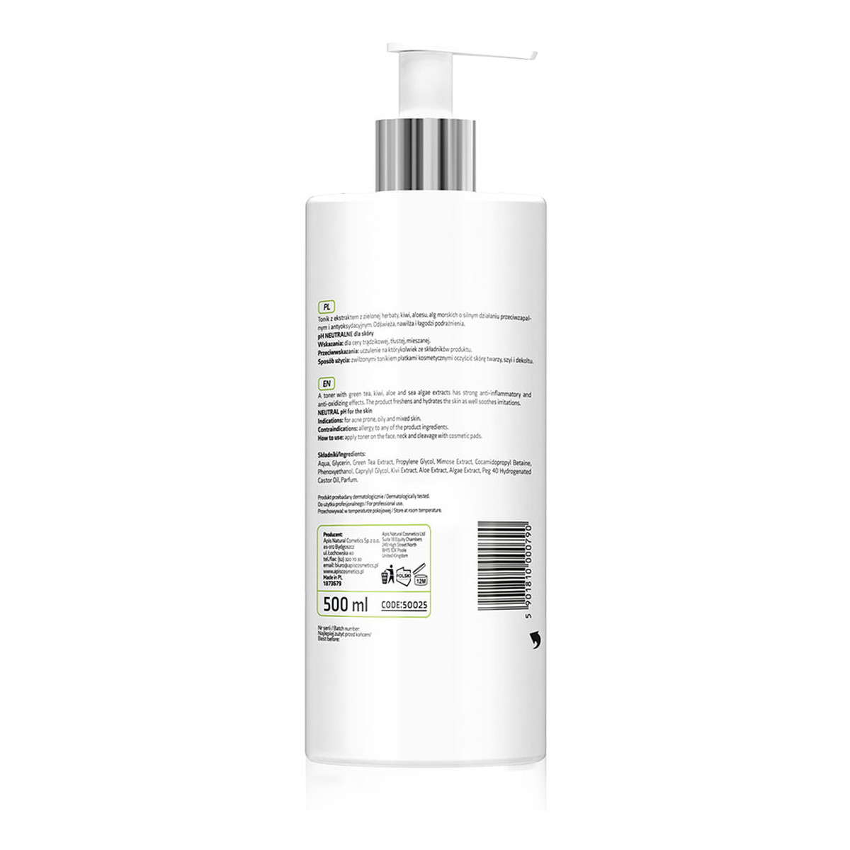 Apis Acne-stop cleansing antibacterial toner oczyszczający tonik antybakteryjny z zieloną herbatą 500ml