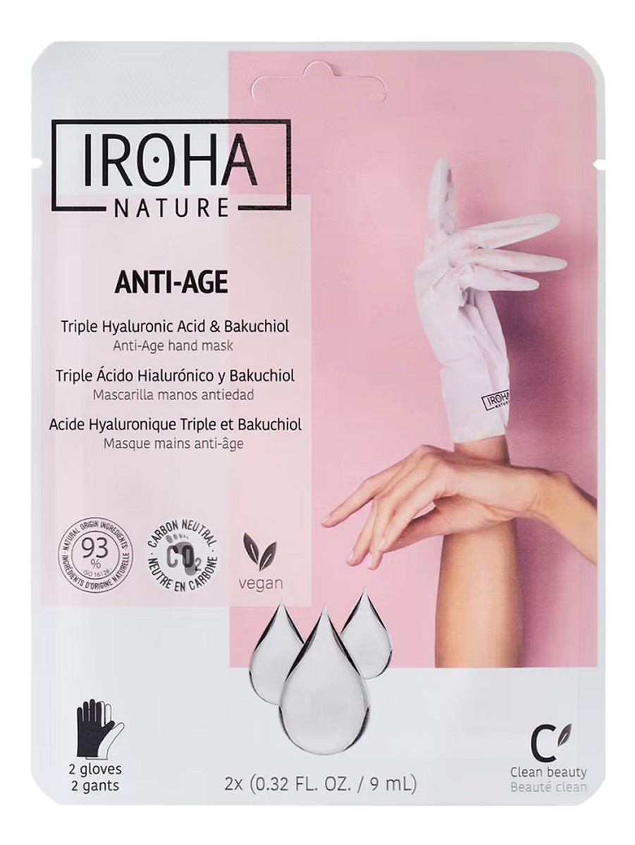 Anti-Age Hand Mask przeciwstarzeniowa maska do rąk w formie rękawic Triple Hyaluronic Acid & Bakuchiol 2x9ml