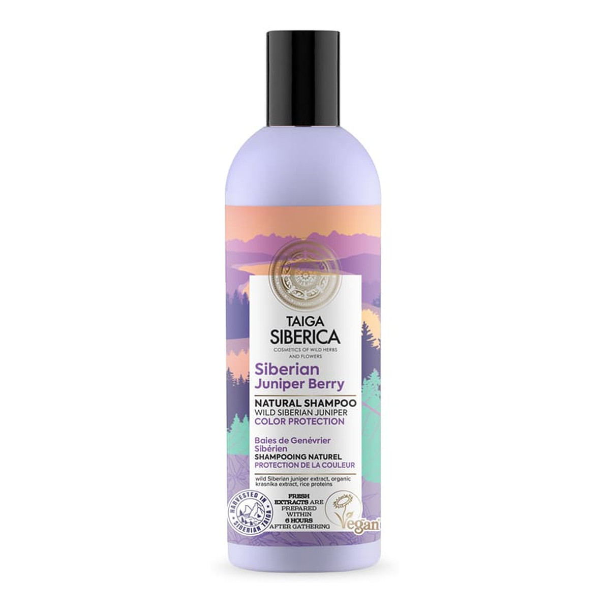 Natura Siberica Taiga siberica siberian juniper berry wegański szampon do włosów farbowanych z jagodami syberyjskiego jałowca ochrona koloru 270ml