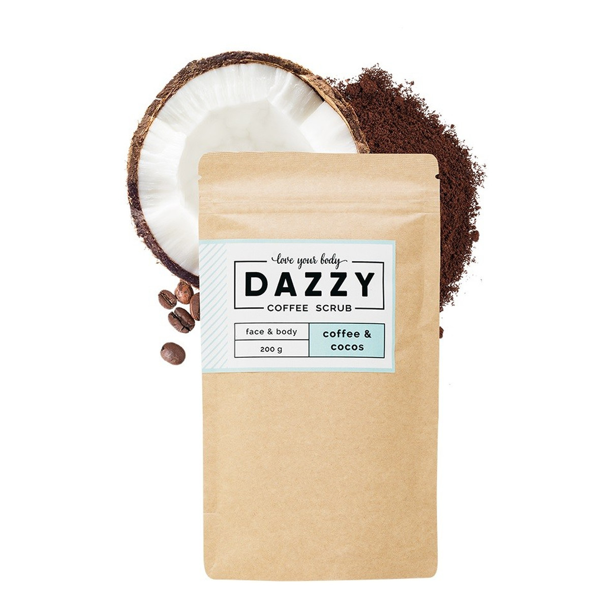 Dazzy Peeling kawowy do twarzy i ciała - Kokos 200g
