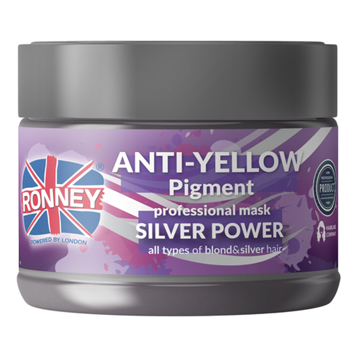 Ronney Anti-yellow silver power professional mask srebrna maska do włosów blond rozjaśnianych i siwych 300ml