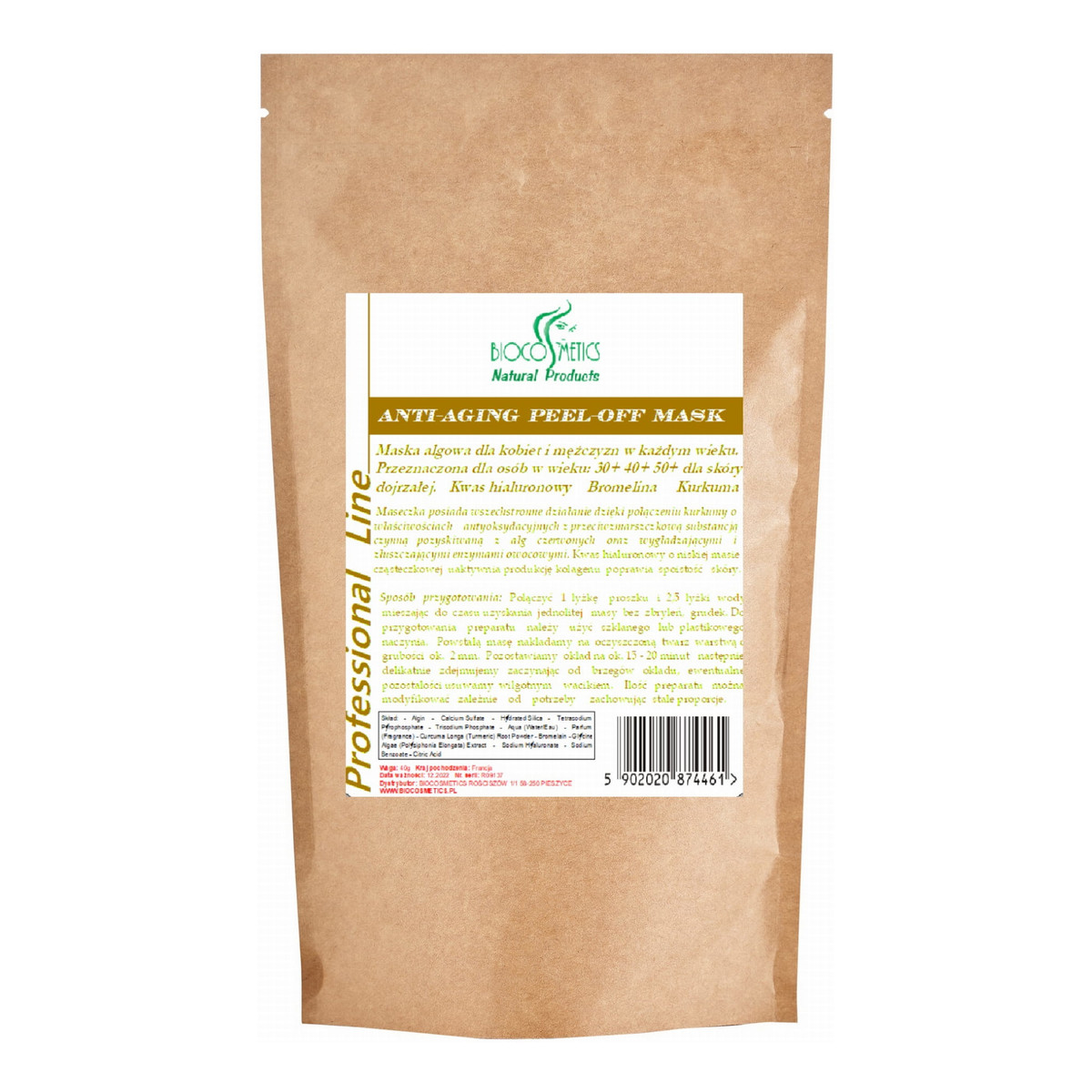 Biocosmetics Anti-Aging Peel-Off Mask Maska Algowa 30g