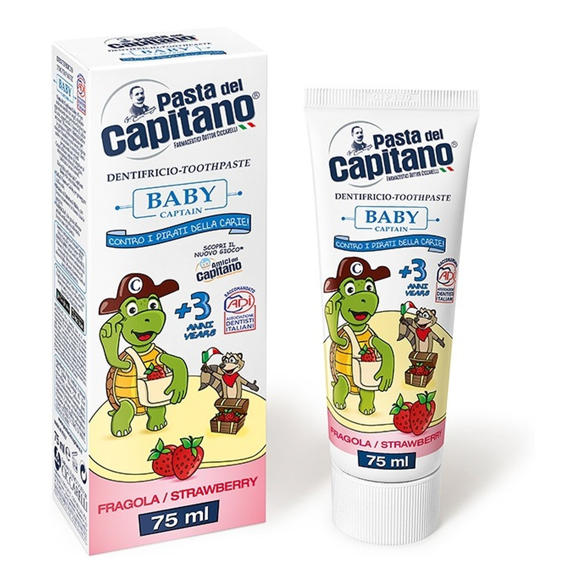 Pasta del Capitano Baby captain pasta do zębów dla dzieci 3+ truskawka 75ml