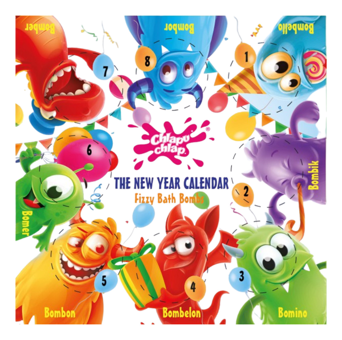 Komplet kul musujacych do kąpieli 8 x Kalendarz 8 dni
