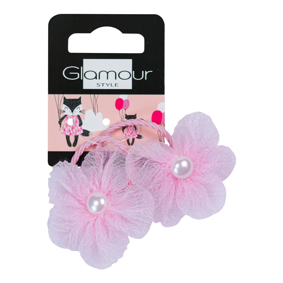 Glamour Kids gumki do włosów różowe kwiatki 2szt.