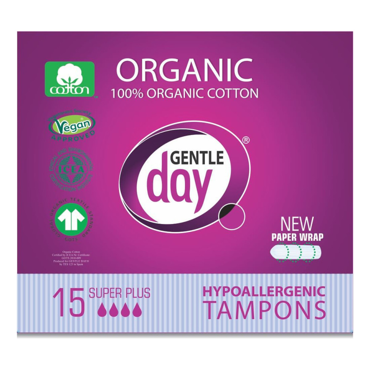 Gentle Day Tampony 100% bawełny eco Super Plus 15szt