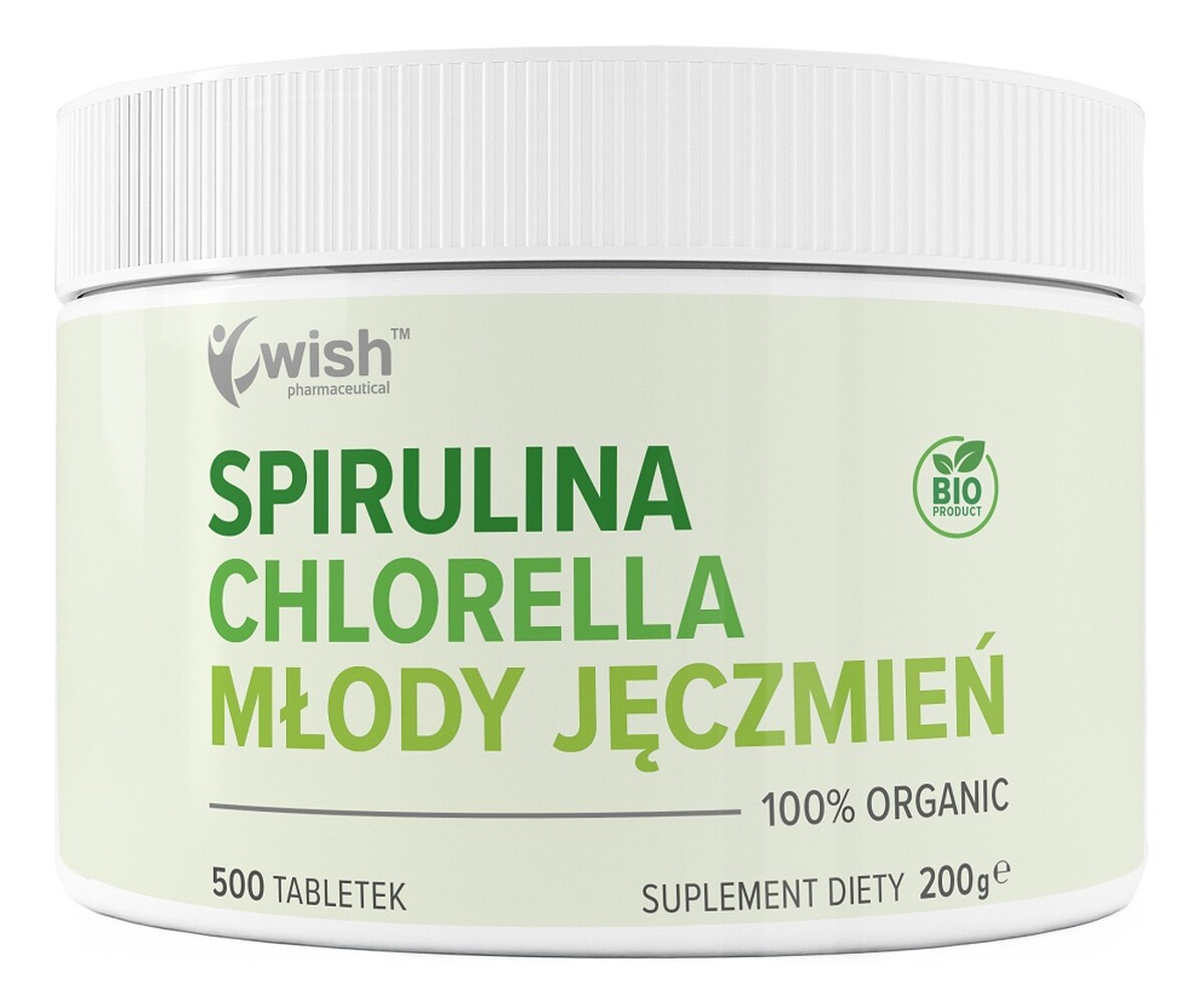 Spirulina chlorella młody jęczmień suplement diety 500 tabletek