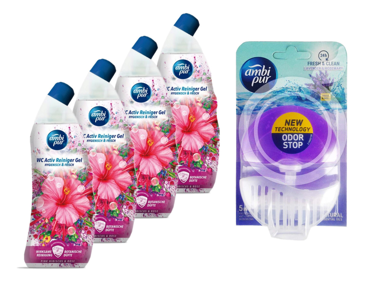 Żel do WC Pink Hibiscus Rose 4x750ml + Zawieszka Lavender