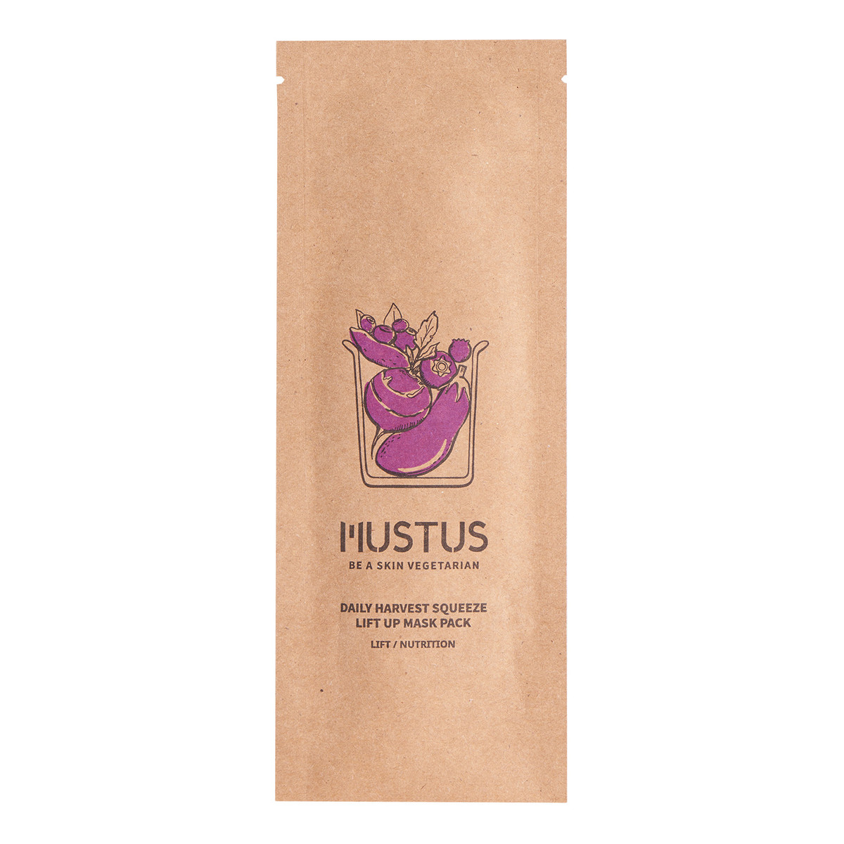 Mustus BE A SKIN VEGETARIAN! Daily Harvest Squeeze Lift Up Maseczka w płachcie ujędrniająca, stworzona na bazie kompleksu ekstraktów z fioletowych warzyw i owoców 20g