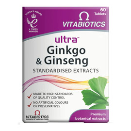 Ultra ginkgo ginseng suplement diety z miłorzębem japońskim i żeń-szeniem 60 tabletek