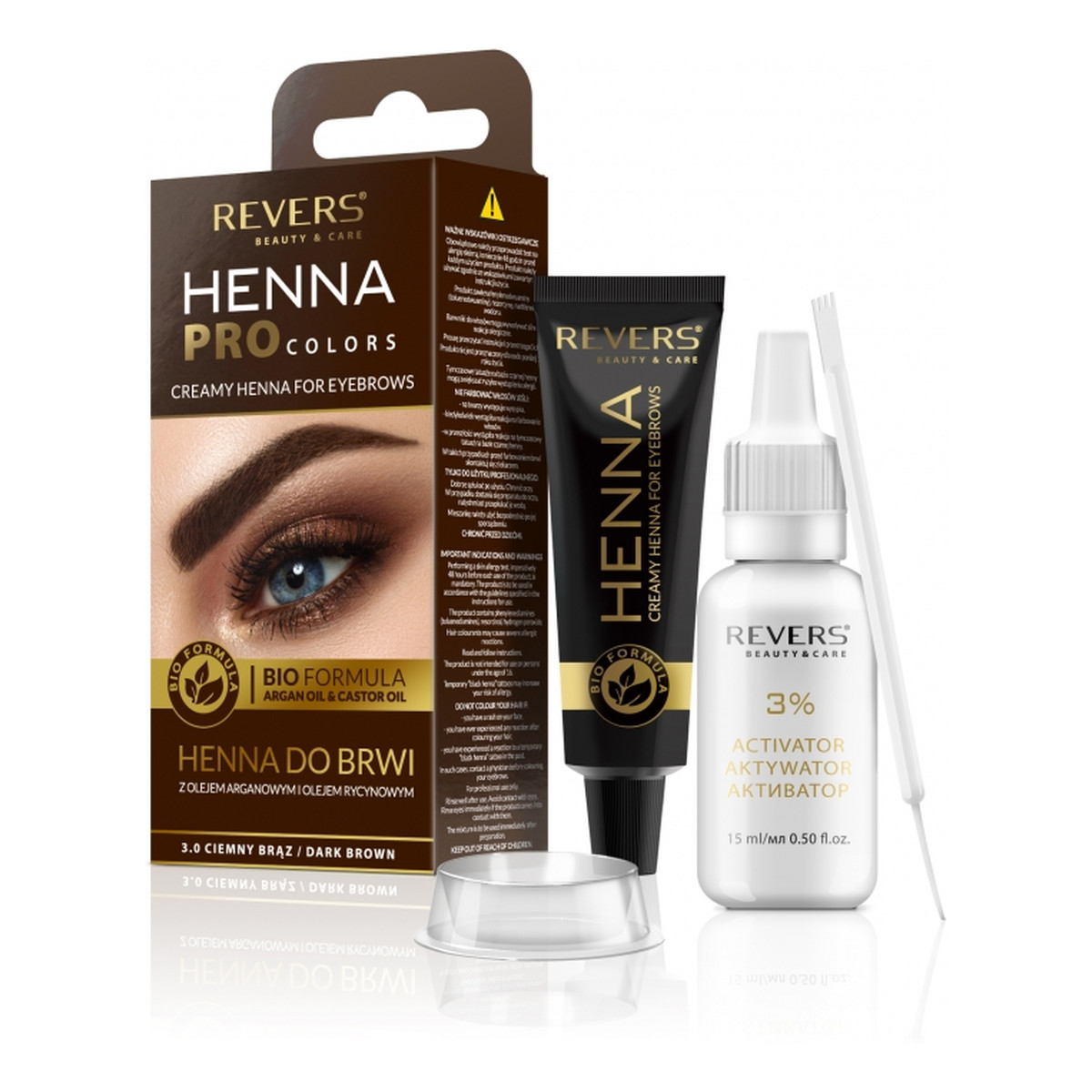 Revers Pro Colors Henna Do Brwi Z Olejem Arganowym I Olejem Rycynowym