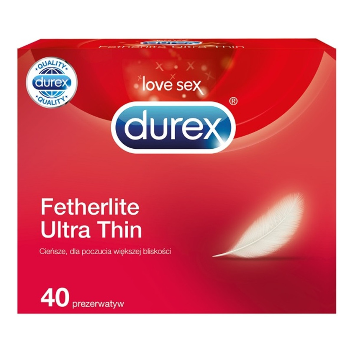Durex Fetherlite Ultra Thin cieńsze prezerwatywy dla poczucia większej bliskości 40szt