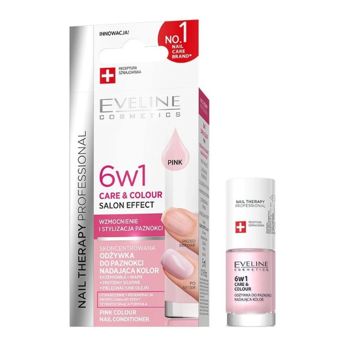 Eveline Care & Colour Nail Therapy Skoncentrowana Odżywka do Paznokci Nadająca Kolor 6w1 5ml