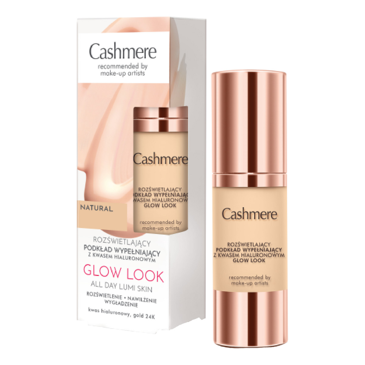 Cashmere Glow Look Rozświetlający podkład wypełniający z kwasem hialuronowym 30ml