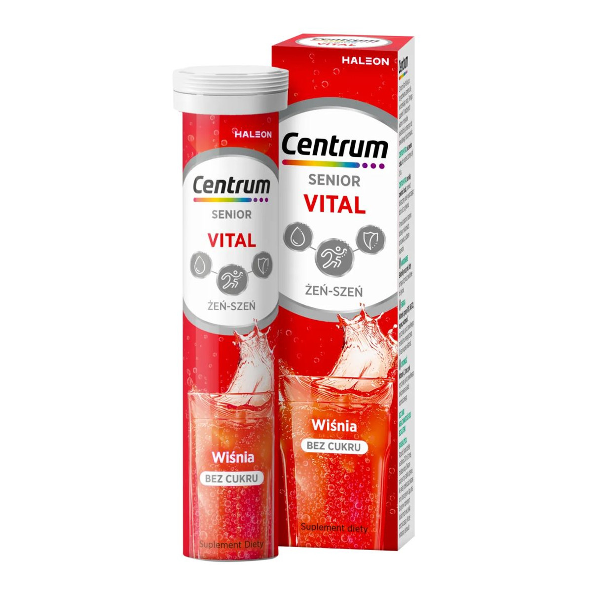 Centrum Vital Senior z żeń‑szeniem, smak wiśniowy, 20 Tabletek musujących