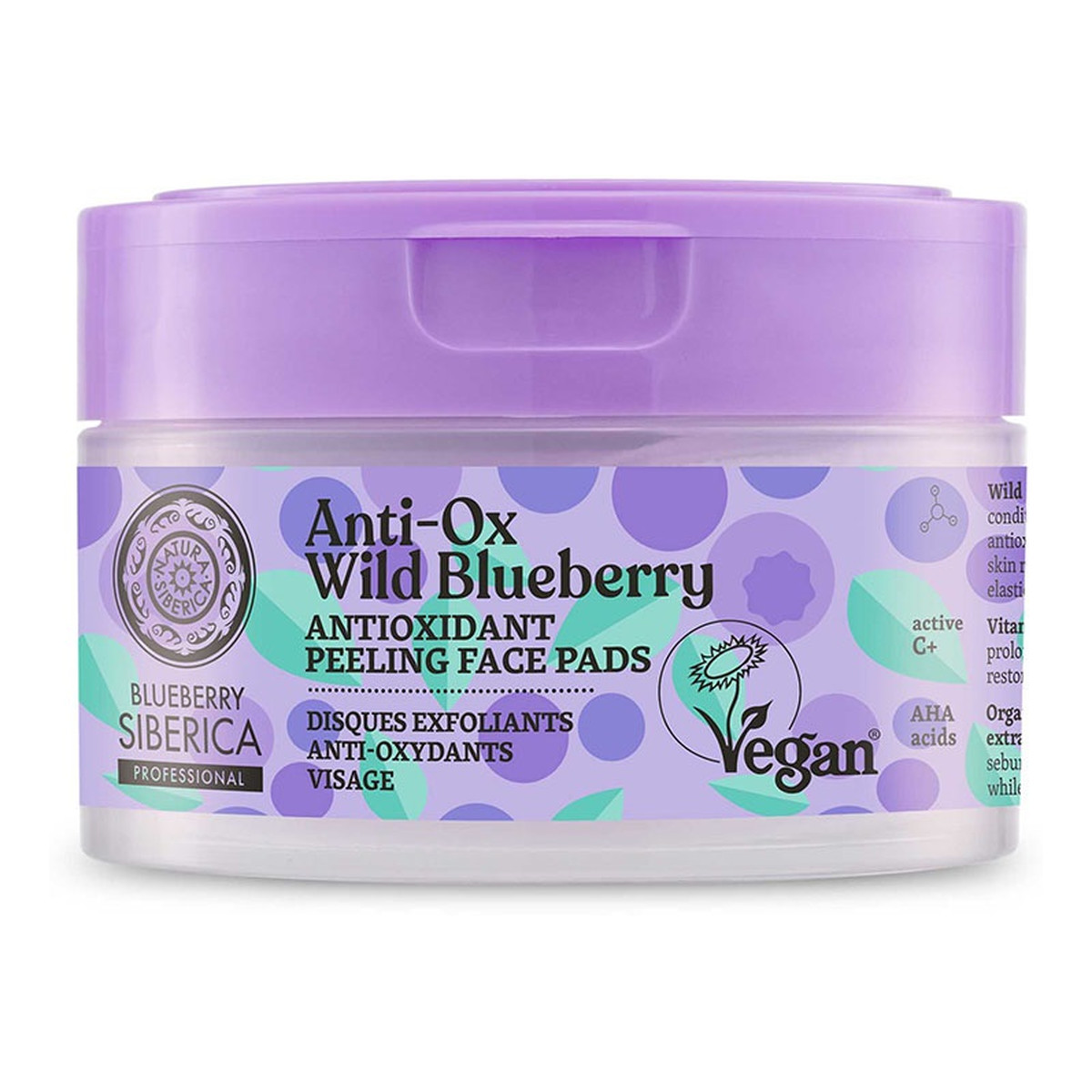 Natura Siberica Blueberry Siberica Wegańskie antyoksydacyjne peelingujące płatki do twarzy 20szt.