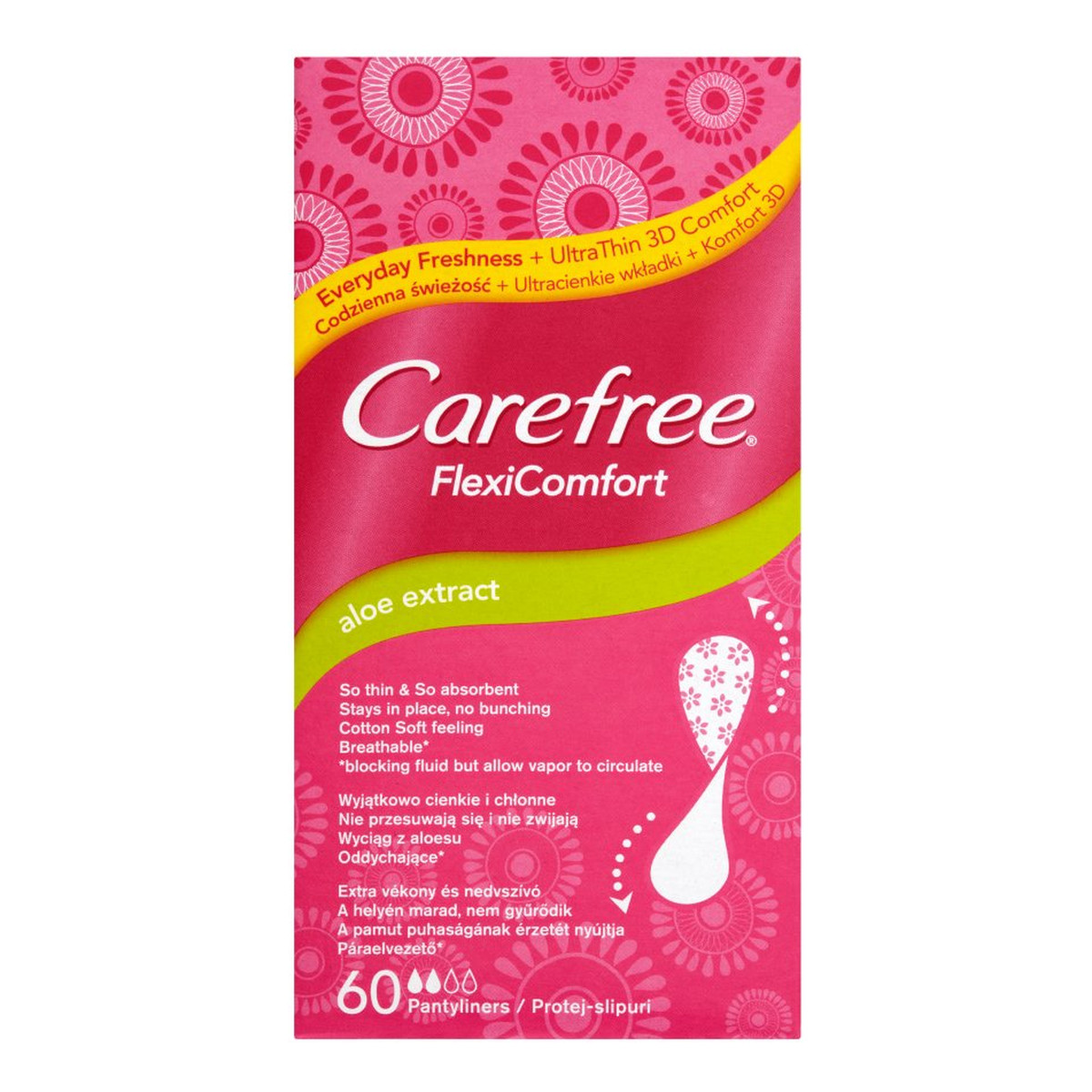 Carefree Flexi Comfort Aloe Extract Wkładki higieniczne 60szt.