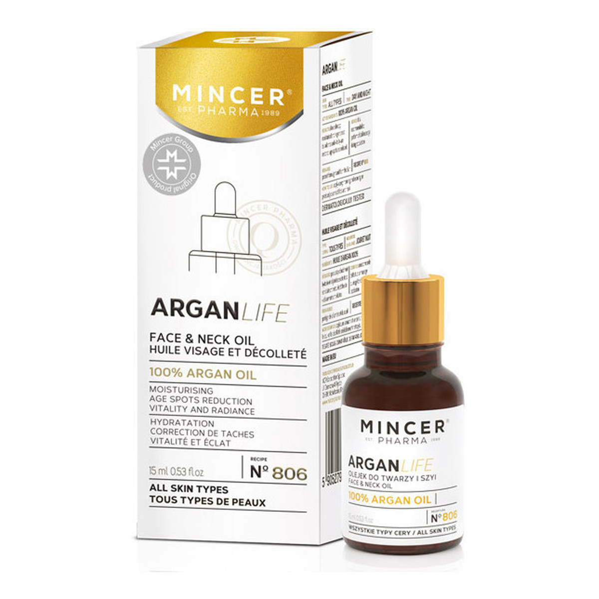 Mincer Pharma Argan Life 50+ Olejek Do Twarzy i Szyi No806 15ml
