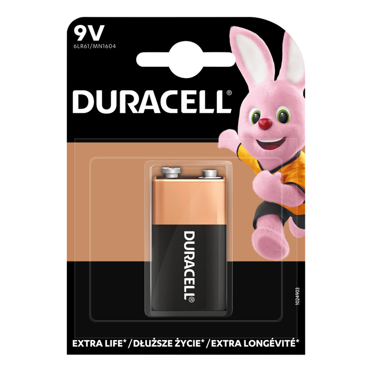 Duracell ALKALINE BASIC EXTRA LIFE BATERIA 9V 6LR61/MN1604 (1)