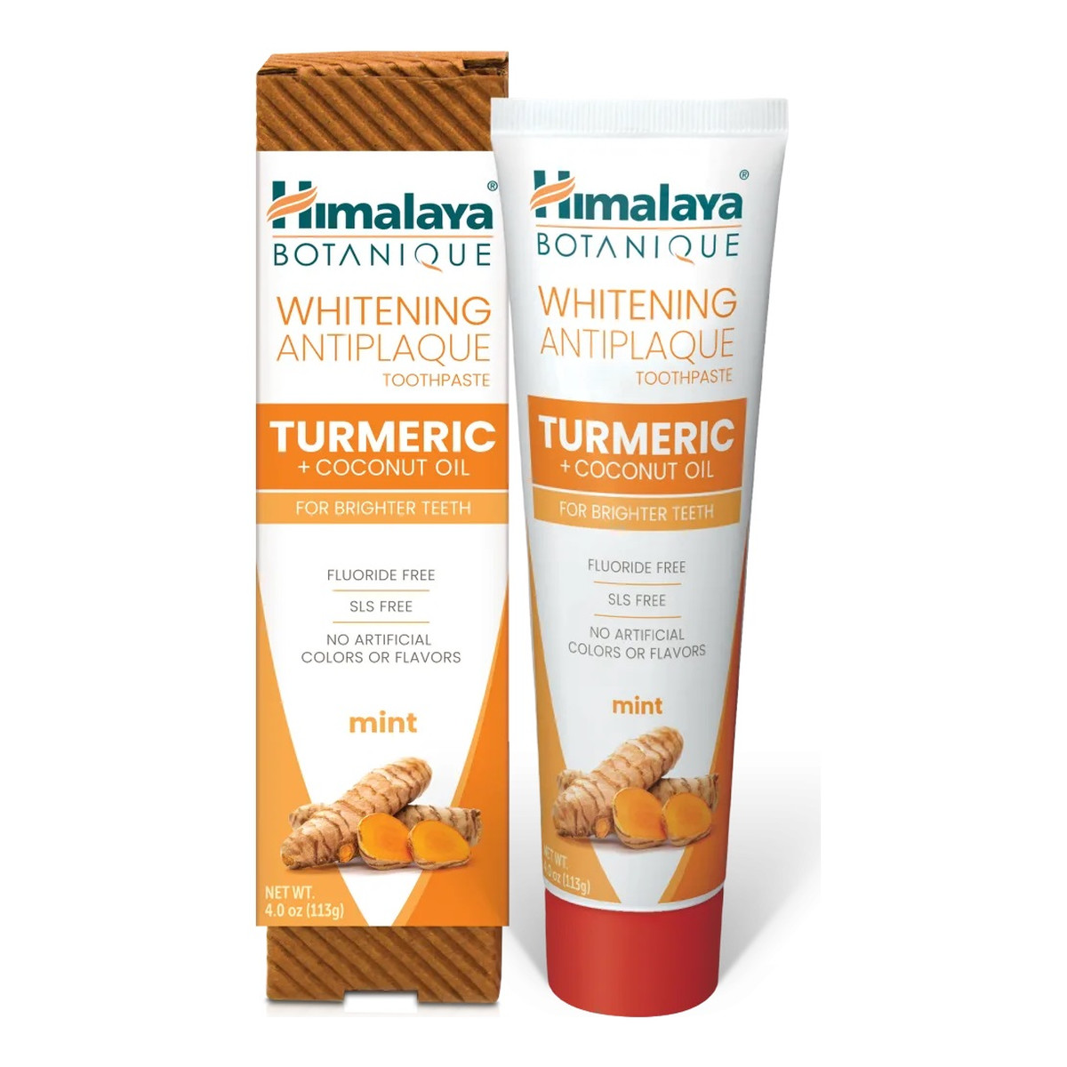 Himalaya Botanique whitening antiplaque toothpaste wybielająca pasta do zębów z kurkumą i olejem kokosowym 113g