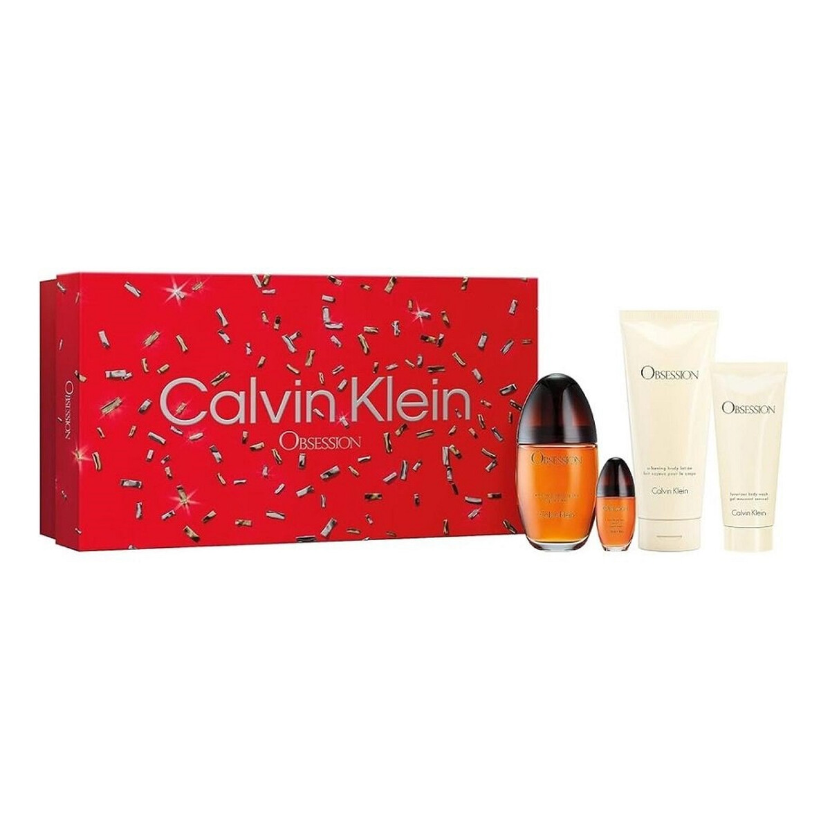 Calvin Klein Obsession Zestaw woda perfumowana spray 100ml + balsam do ciała 200ml + żel pod prysznic 100ml + woda perfumowana spray 15ml